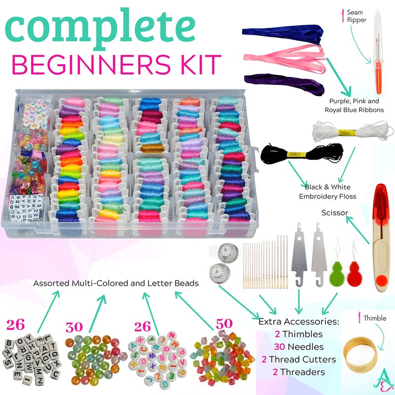 Athena's Elements 276Pcs Embroidery Kit, Cross Stitch Kits, Friendship Bracelet String Kit with Organizer Box-Included 100pcs Friendship Bracelet Floss Thread, Cross Stitch Kits, Gifts - Image 3